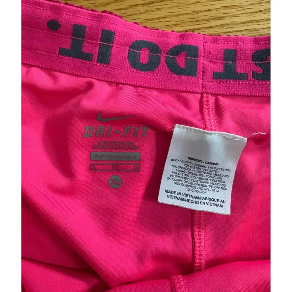 Ladies Pink Dri-Fit Nike Double Shorts - Picture 3 of 4